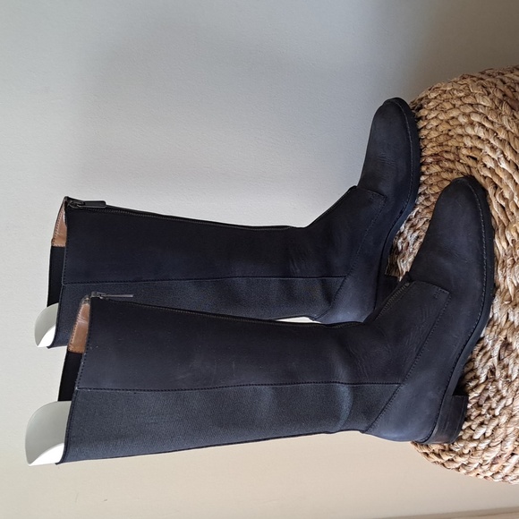 KORS Michael Kors Womens Luxury Italian Black Leather Tall Riding Boots Zip S7.5